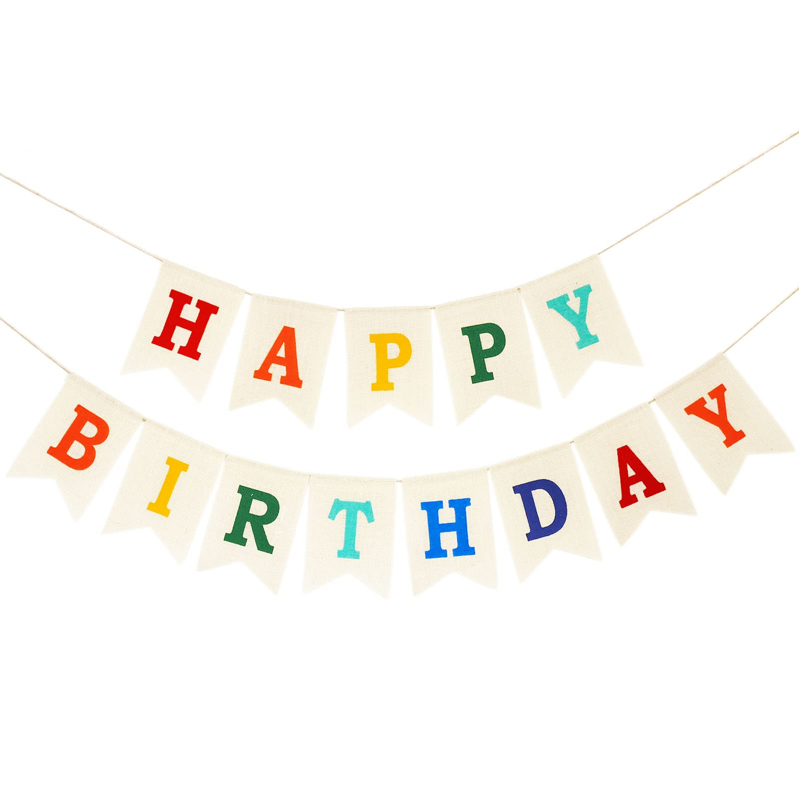 CROWNOS Burlap Happy Birthday Banner – Colorful Rustic Party Garland