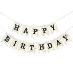 CROWNOS Burlap Happy Birthday Banner – Assembled Reusable Rustic Party Decor