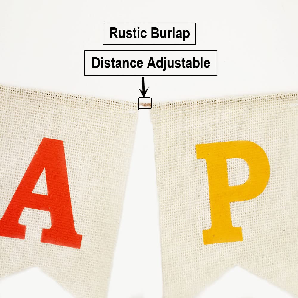 CROWNOS Burlap Happy Birthday Banner – Colorful Rustic Party Garland