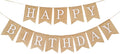 CROWNOS Happy Birthday Burlap Banner – Pre-Strung Rustic Party Sign, 6.6 ft