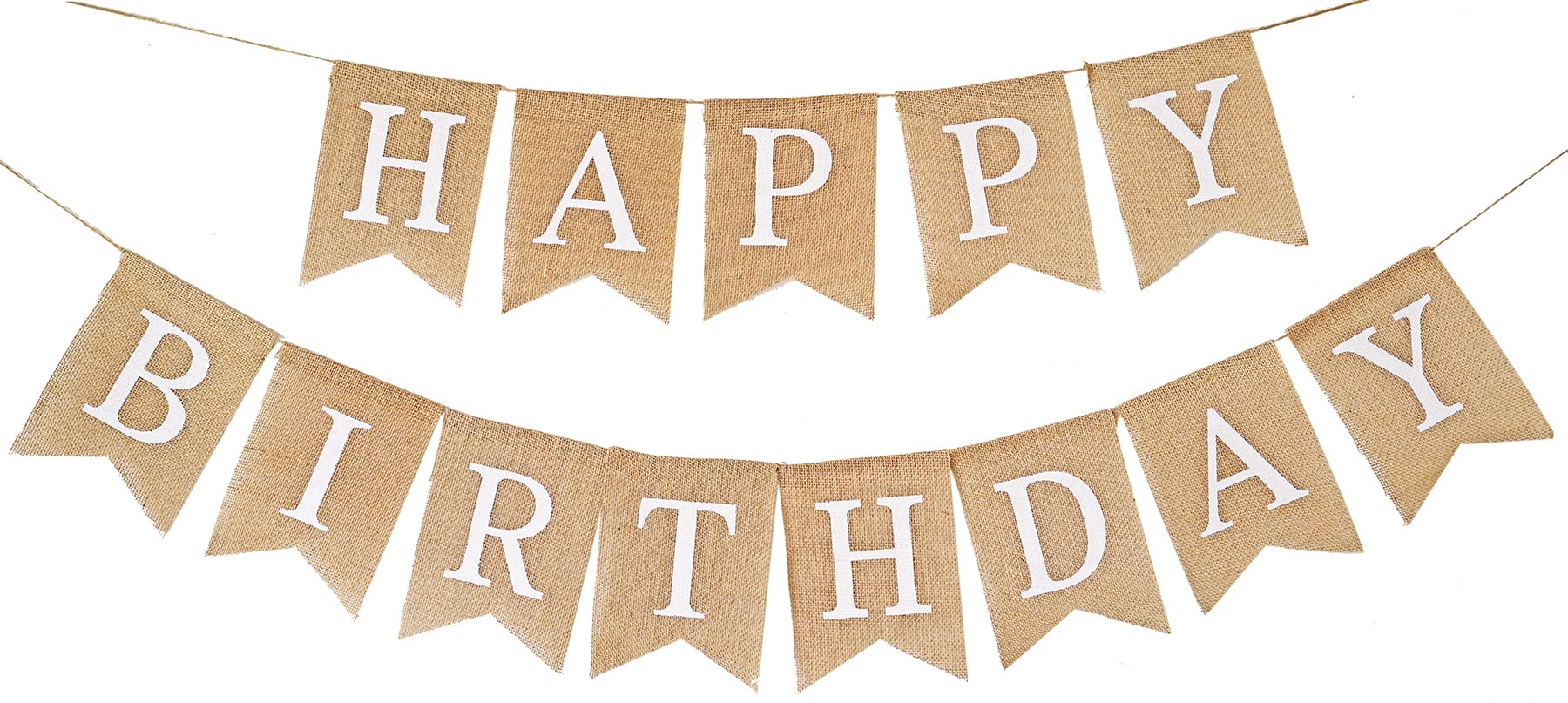 CROWNOS Happy Birthday Burlap Banner – Pre-Strung Rustic Party Sign, 6.6 ft