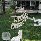 CROWNOS Burlap Happy Birthday Banner – Assembled Reusable Rustic Party Decor