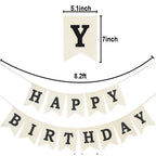 CROWNOS Burlap Happy Birthday Banner – Assembled Reusable Rustic Party Decor
