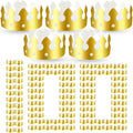 Crtiin 100 Pcs Gold Paper Crowns – Classic Style Party Hats for Adults & Kids
