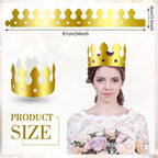 Crtiin 100 Pcs Gold Paper Crowns – Classic Style Party Hats for Adults & Kids