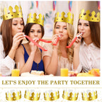 Crtiin 100 Pcs Gold Paper Crowns – Classic Style Party Hats for Adults & Kids