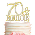 Crystal Creations 70 Cake Topper - Premium Gold Metal, 70 and Fabulous