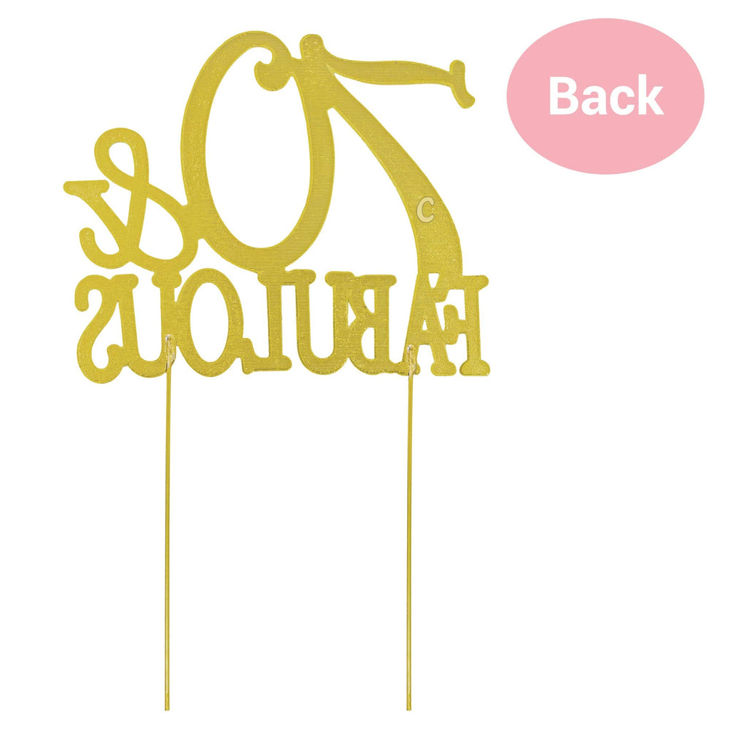 Crystal Creations 70 Cake Topper - Premium Gold Metal, 70 and Fabulous
