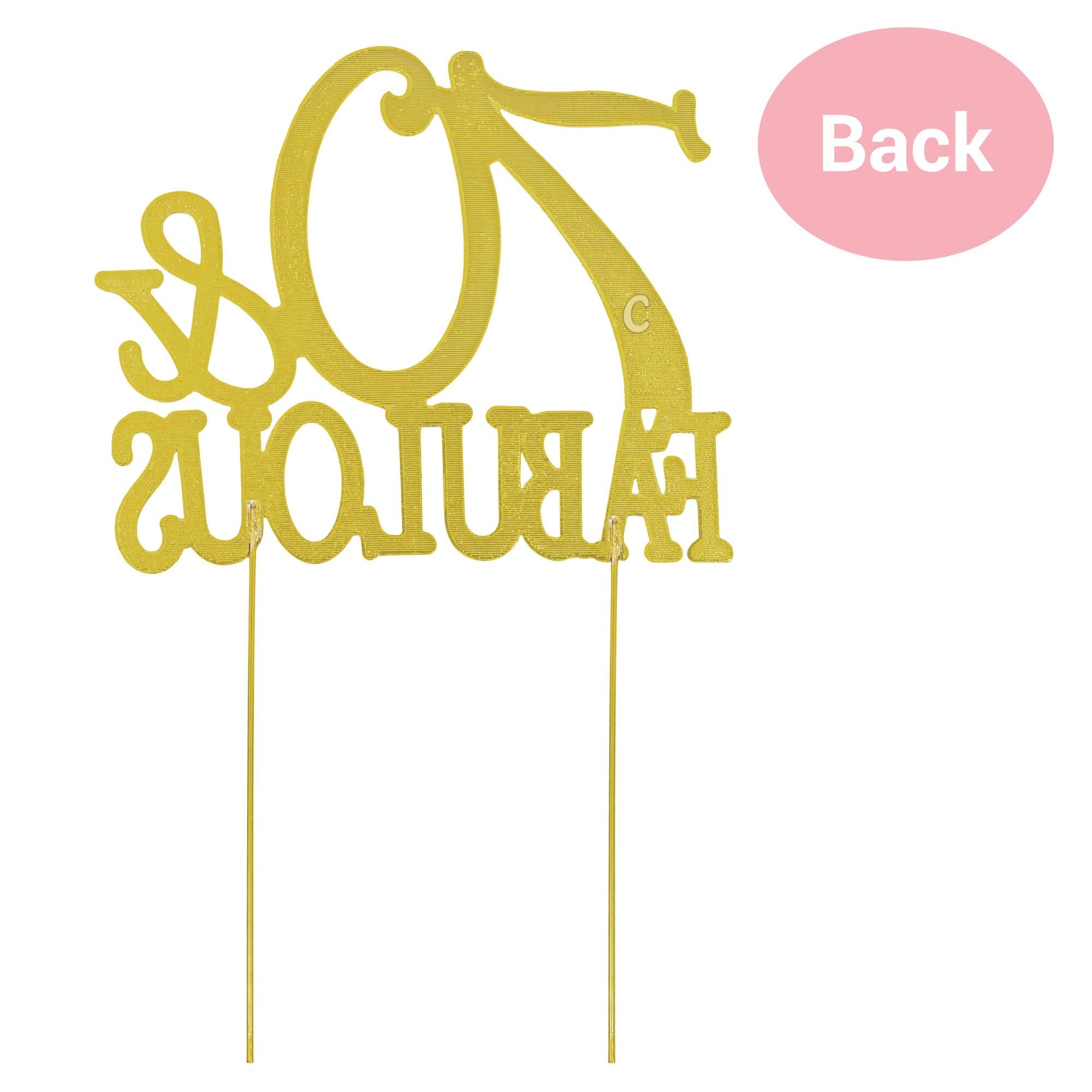 Crystal Creations 70 Cake Topper - Premium Gold Metal, 70 and Fabulous