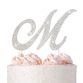 Crystal Creations Letter M Cake Topper – Premium Silver Metal with Rhinestones (Boxed for Safe Shipping)