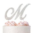 Crystal Creations Letter M Cake Topper – Premium Silver Metal with Rhinestones (Boxed for Safe Shipping)
