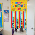 Ctosree 100th Day of School Banner — Happy 100 Days Door Sign for Classroom & Party Decor (Yellow, Ruler Style)