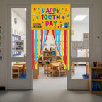Ctosree 100th Day of School Banner — Happy 100 Days Door Sign for Classroom & Party Decor (Yellow, Ruler Style)