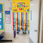 Ctosree 100th Day of School Banner — Happy 100 Days Door Sign for Classroom & Party Decor (Yellow, Ruler Style)