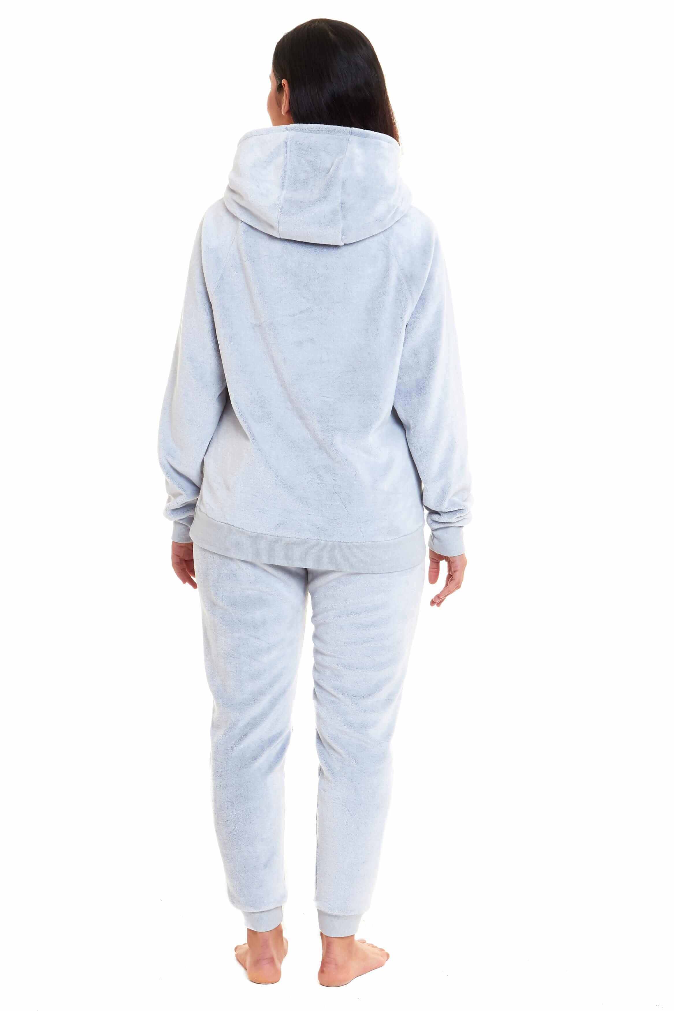 Daisy Dreamer Cuddly Raccoon Fleece Hooded Pyjama Set For Women And Girls Sherpa Lined