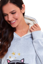 Daisy Dreamer Cuddly Raccoon Fleece Hooded Pyjama Set For Women And Girls Sherpa Lined