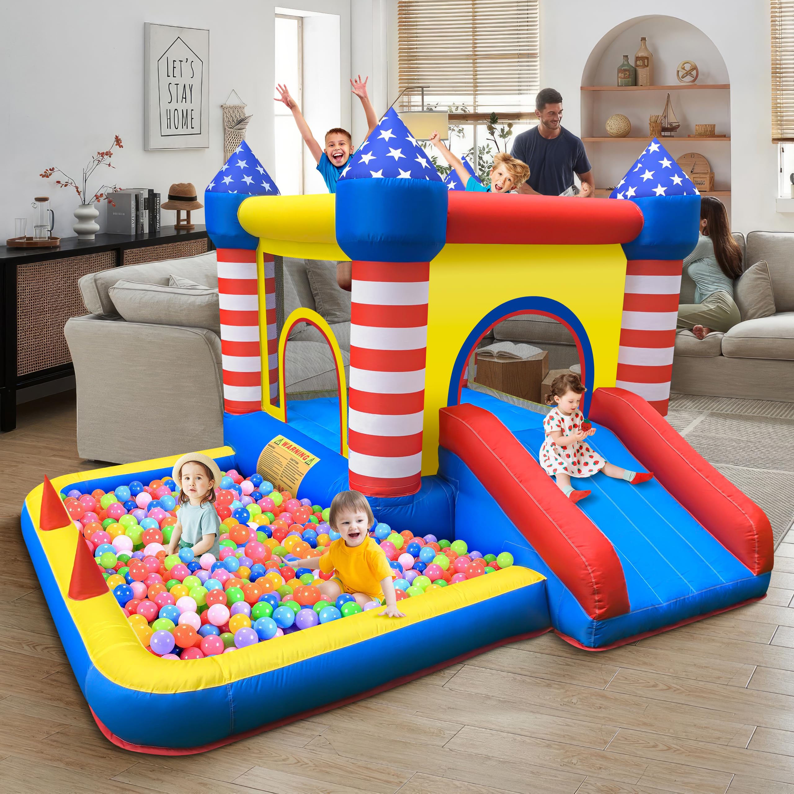 CulaLuva Inflatable Bounce House 5-in-1: Ball Pit, Slide & 370W Blower (Indoor/Outdoor)
