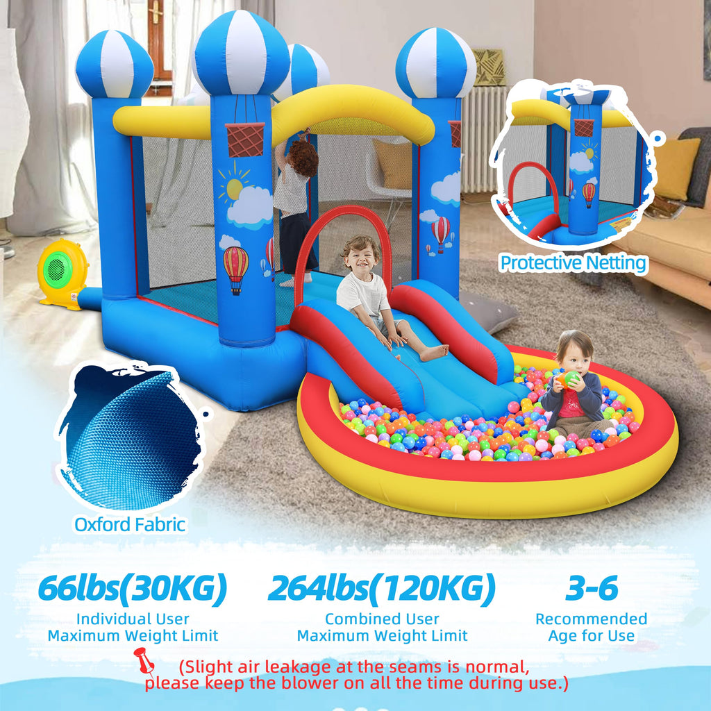 CulaLuva 4-in-1 Inflatable Bounce House with Ball Pit, Slide & 370W Blower - Indoor & Outdoor Play