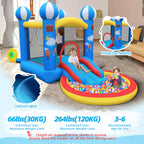 CulaLuva 4-in-1 Inflatable Bounce House with Ball Pit, Slide & 370W Blower - Indoor & Outdoor Play