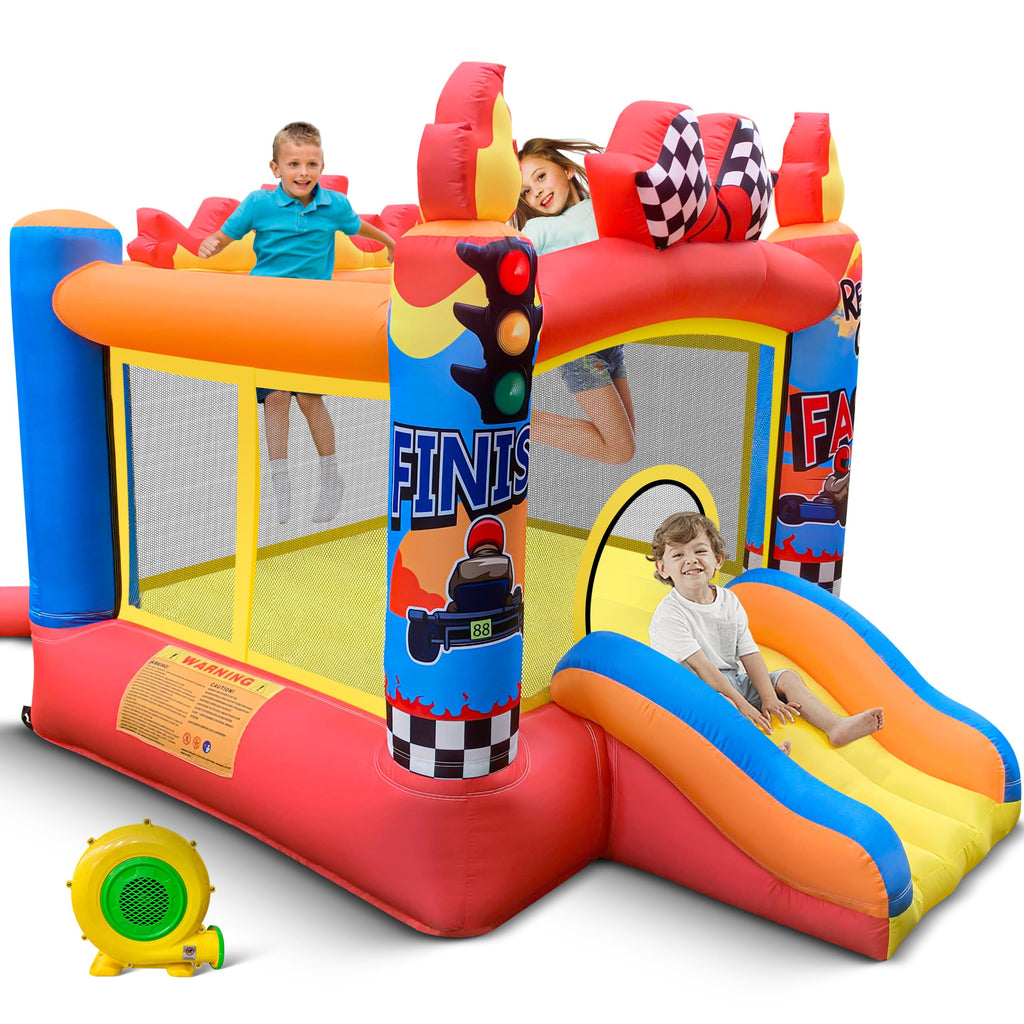 Culaluva Inflatable Bounce House 2-in-1 with Slide for Kids Aged 3-6 – 370W Blower