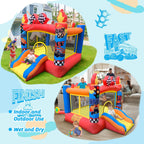 Culaluva Inflatable Bounce House 2-in-1 with Slide for Kids Aged 3-6 – 370W Blower