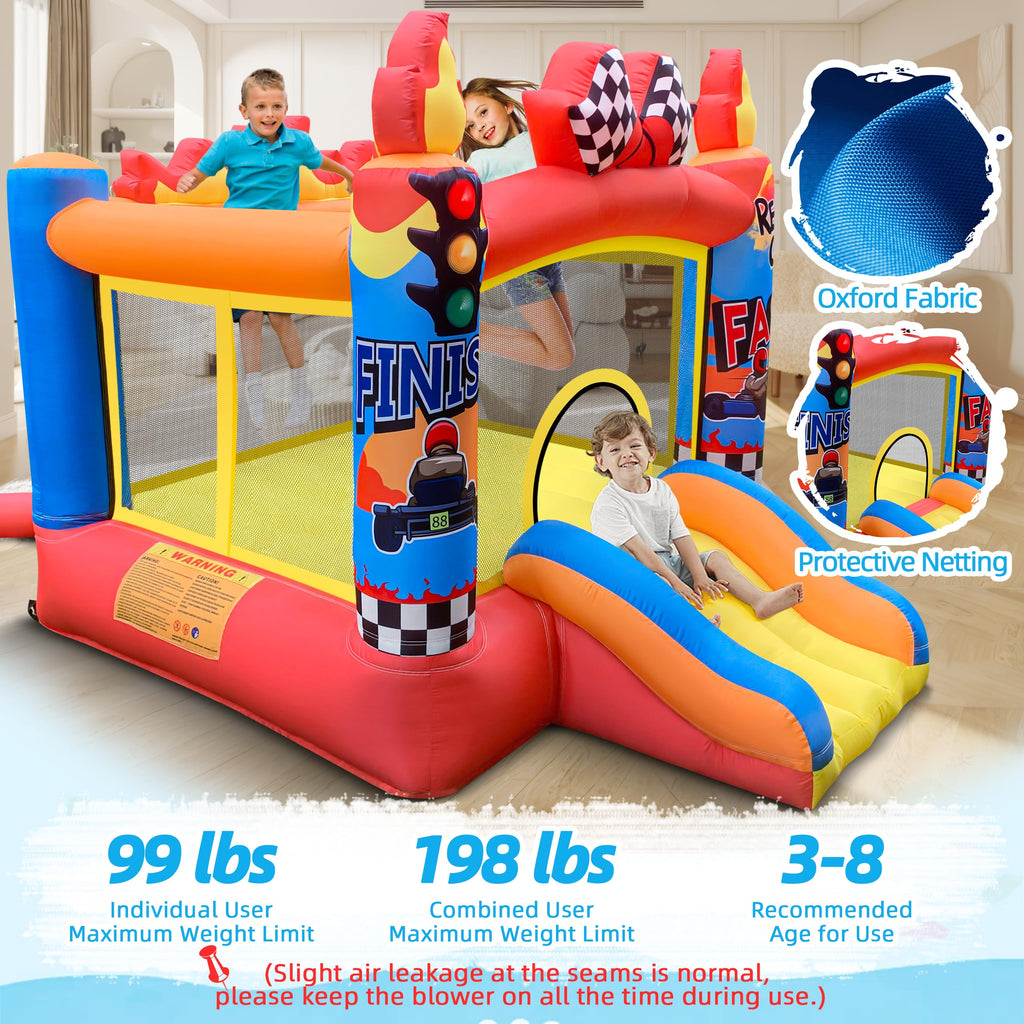Culaluva Inflatable Bounce House 2-in-1 with Slide for Kids Aged 3-6 – 370W Blower