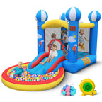 CulaLuva 4-in-1 Inflatable Bounce House with Ball Pit, Slide & 370W Blower - Indoor & Outdoor Play