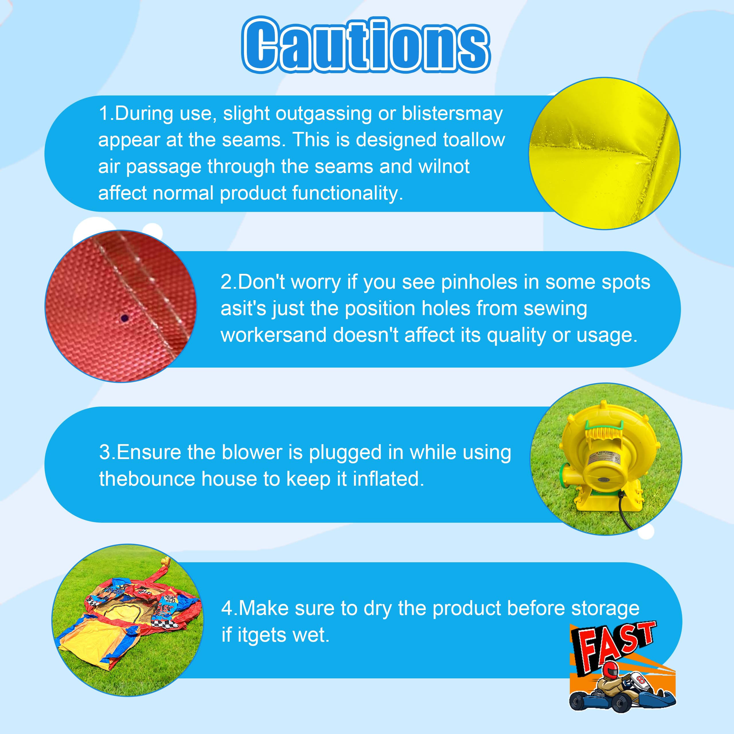 Culaluva Inflatable Bounce House 2-in-1 with Slide for Kids Aged 3-6 – 370W Blower