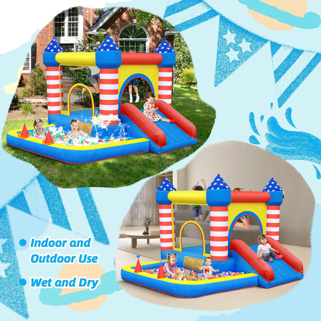 CulaLuva Inflatable Bounce House 5-in-1: Ball Pit, Slide & 370W Blower (Indoor/Outdoor)