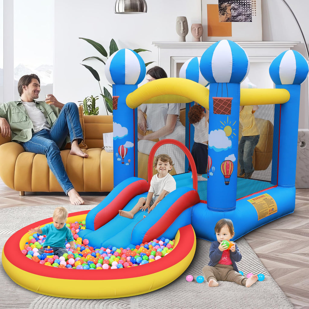 CulaLuva 4-in-1 Inflatable Bounce House with Ball Pit, Slide & 370W Blower - Indoor & Outdoor Play