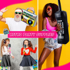 Cunhill 29-Piece 80s/90s Party Decor Set — Inflatable Boom Box Cooler, Gold Foil Balloons & More