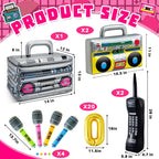 Cunhill 29-Piece 80s/90s Party Decor Set — Inflatable Boom Box Cooler, Gold Foil Balloons & More