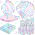 Cunhill 144 Pcs Mermaid Party Supplies – Elegant Under the Sea Dinnerware Set
