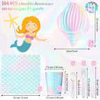 Cunhill 144 Pcs Mermaid Party Supplies – Elegant Under the Sea Dinnerware Set