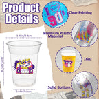 CUPLOOV 90s Theme Party Cups – 50 Pack, 16oz Disposable Plastic Cups