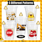 CUPLOOV 50-Pack Construction Party Cups - 12oz Excavator Theme