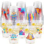 CUPLOOV 50pcs Happy Birthday Cups – 12oz Colorful Disposable Party Cups for Kids