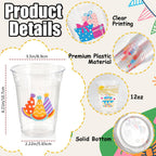 CUPLOOV 50pcs Happy Birthday Cups – 12oz Colorful Disposable Party Cups for Kids