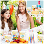 CUPLOOV 50pcs Happy Birthday Cups – 12oz Colorful Disposable Party Cups for Kids
