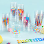 CUPLOOV 50pcs Happy Birthday Cups – 12oz Colorful Disposable Party Cups for Kids