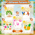 CUPLOOV 50Pcs Luau Party Cups – 16 oz Disposable Plastic Cups with Pineapple & Flamingo Design