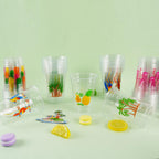 CUPLOOV 50Pcs Luau Party Cups – 16 oz Disposable Plastic Cups with Pineapple & Flamingo Design