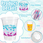 Cuploov 50 Pcs Mermaid Party Cups – 12oz Plastic, 2 Designs