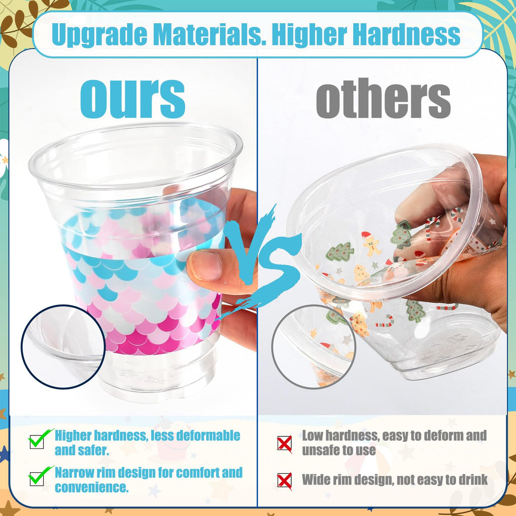 Cuploov 50 Pcs Mermaid Party Cups – 12oz Plastic, 2 Designs