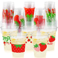 CUPLOOV 50Pcs Strawberry Party Cups – 12 oz Disposable Plastic Cups for Berry First Birthday & Party Decor