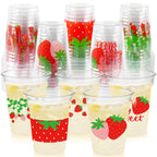 CUPLOOV 50Pcs Strawberry Party Cups – 12 oz Disposable Plastic Cups for Berry First Birthday & Party Decor