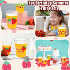 CUPLOOV 50Pcs Strawberry Party Cups – 12 oz Disposable Plastic Cups for Berry First Birthday & Party Decor