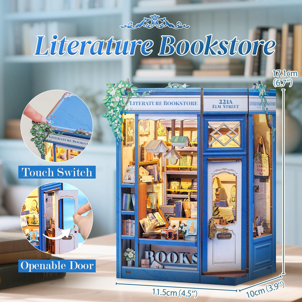 CUTEBEE Book Nook Kit – DIY Miniature House for Bookshelves | Literature Bookstore Decor