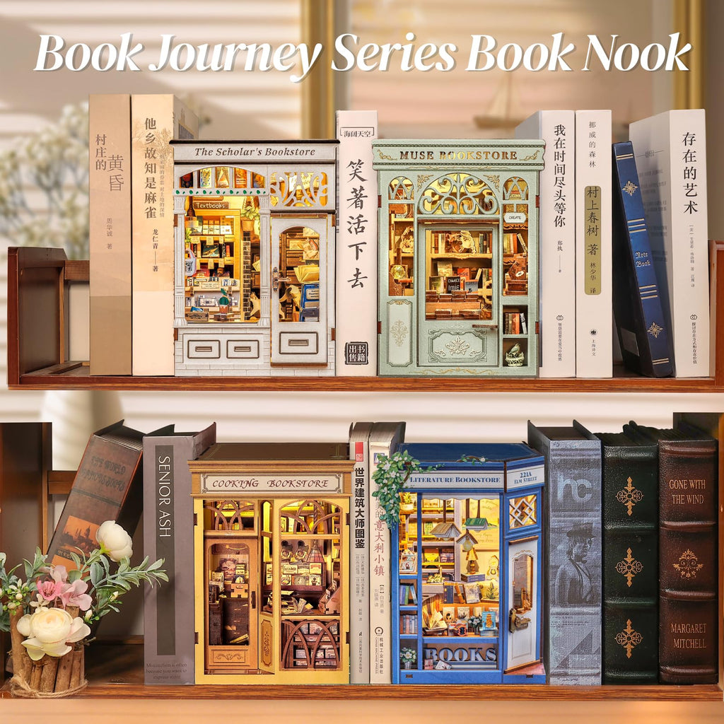 CUTEBEE Book Nook Kit – DIY Miniature House for Bookshelves | Literature Bookstore Decor