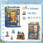 CUTEBEE Book Nook Kit – DIY Miniature House for Bookshelves | Literature Bookstore Decor